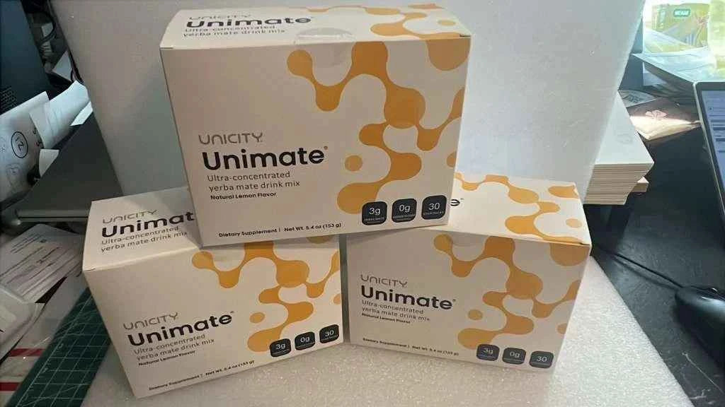 Unicity Unimate Yerba Mate Drink Mix Natural Lemon Flavor 30 Stick Packs 5.4 oz Dietary Supplement