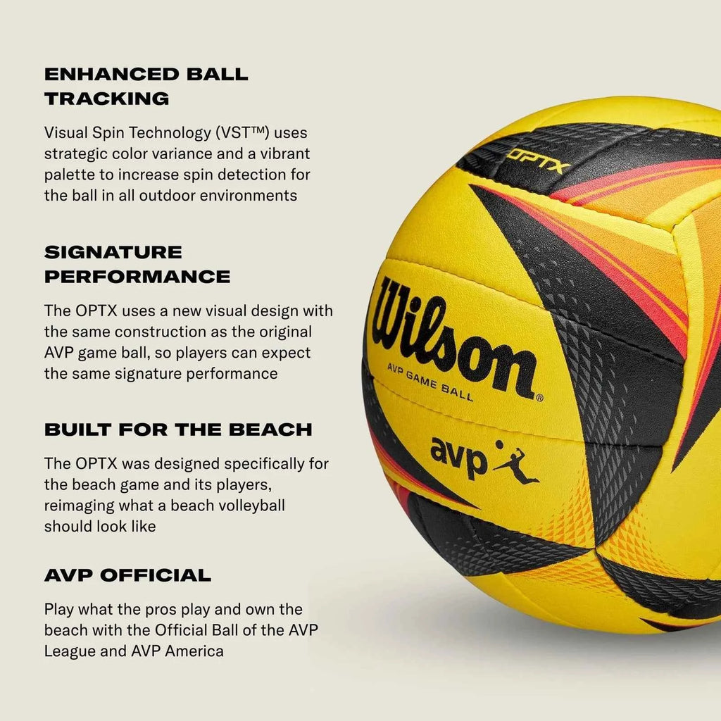 Wilson AVP OPTX Official Beach Volleyball Yellow Black Outdoor Game Ball