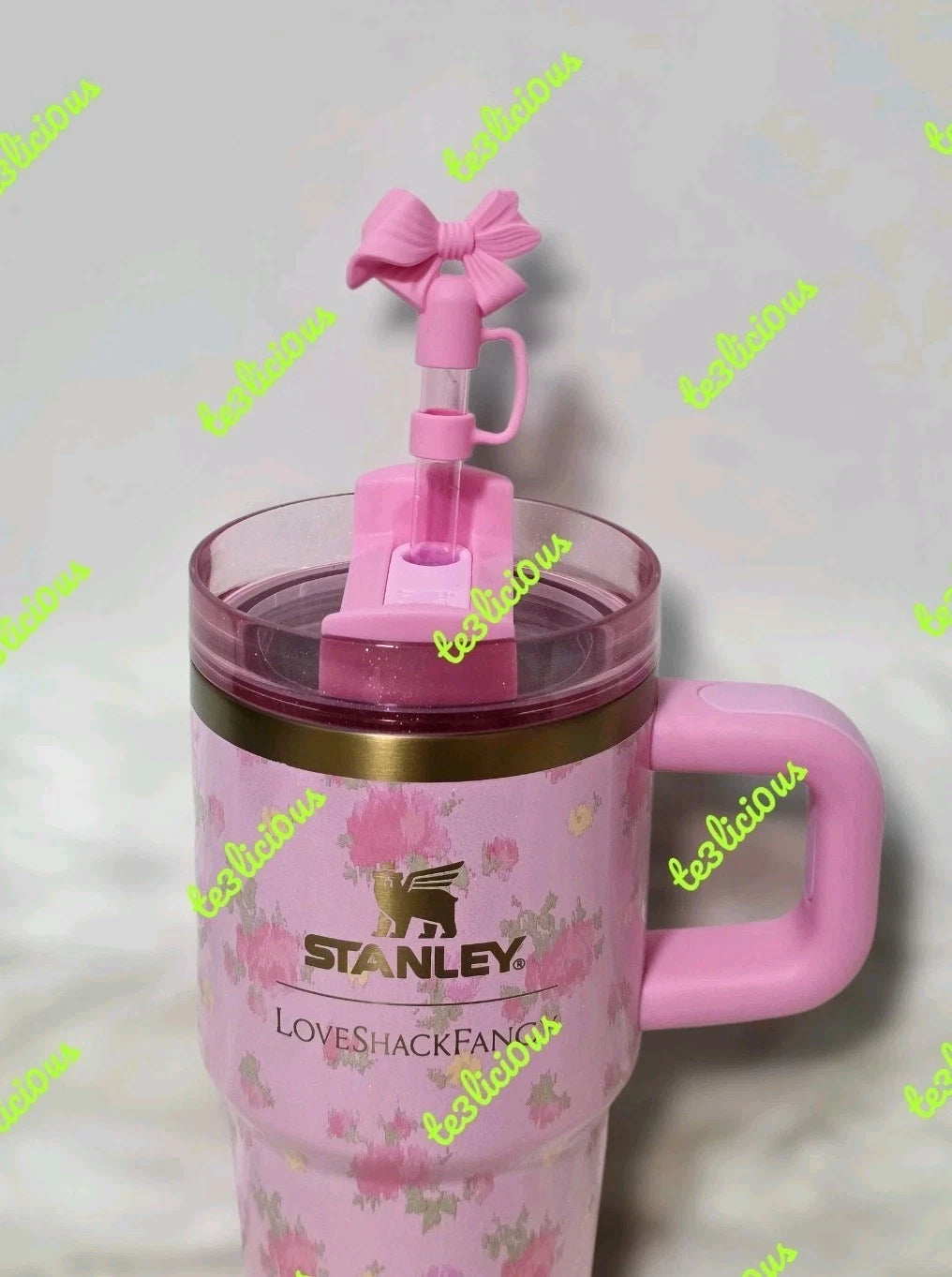 Stanley x LoveShackFancy Quencher H2.0 40 oz Tumbler – Pink Floral Insulated Stainless Steel Cup with Gift Box